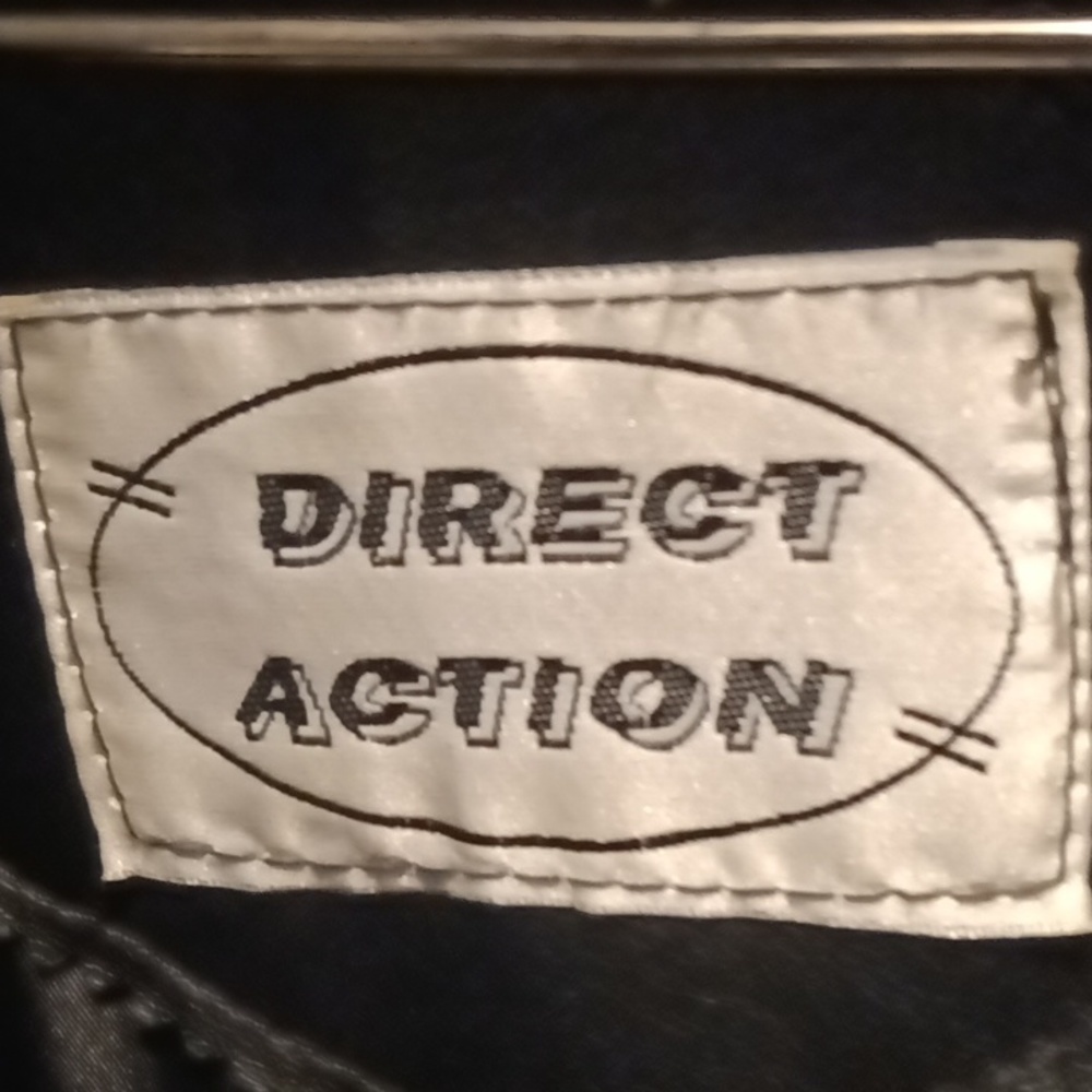 DIRECT ACTION 100% leather black maxi coat with big buttons & pockets Size Large